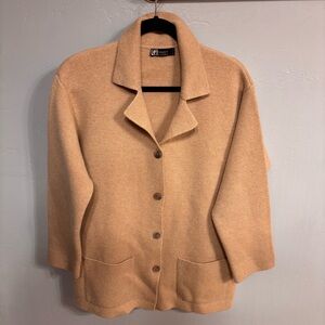 Giorgio's of Palm Beach Vtg Tan Knit 100% Cashmere Cardigan (Italy) Sz L EUC